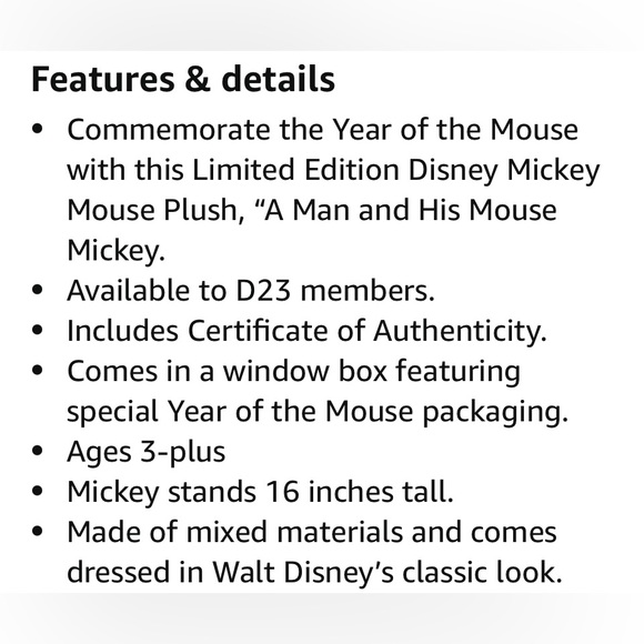 🏰D23 Disney Year Of The Mouse Collector Plush “A Man & His Mouse” D23 Exclusive - Picture 5 of 13
